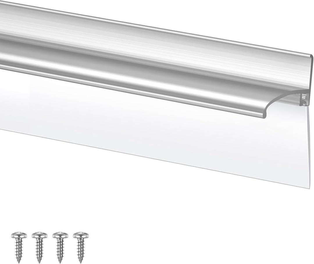 Hicarer 1 Pc 30" Chrome Framed Shower Door Replacement Drip Rail with Vinyl Sweep, Shower Door Water Deflector with Bottom Seal, Applied Mounting Tape and Screws (Silver)