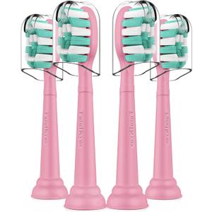 Toothbrush Replacement Heads for Philips Sonicare 4100 5100 Plaque Control Gum Health Simply Clean Electric Brush Head, 4 Pack, Pink