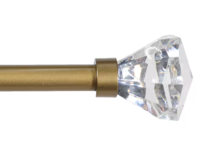 Kenney 66-in to 120-in Burnished Brass Steel Single Curtain Rod with Finials