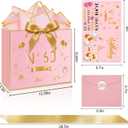 10 x OLOSONG Happy 60th Birthday Gift Bag for Women,with Handles Design,60 Years Old Time Greeting Card, Envelope Sticker Bow Ribbon and Tissue papers for Women Girls 13Pink+Gold Hot Stamping