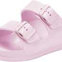 Kids Slides Sandals Boys Girls Toddler Double Buckle Water Shoes Shower Slippers for Summer Beach Pool Indoor Outdoor (Pink, 3-3.5)