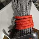 Synthetic Winch Rope Kit - 1/4" x 50' 10000 lbs Synthetic Winch Cable for ATV UTV Off-Road Vehicles with Forged Hook, Rubber Stopper, Protective Sleeve and Safety Pull Strap - Grey