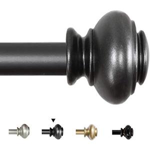 H.VERSAILTEX Window Curtain Rods for Windows 28 to 48 Inches Adjustable Decorative 3/4 Inch Diameter Single Window Curtain Rod Set with Classic Finials, Pewter