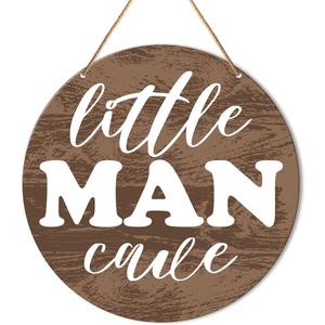 Muktoujaumai Baby Boy Nursery Wall Decor, Nursery Hanging Sign Decor Farmhouse Wall Decoration Bohemia Wood Sign for Kids Bedroom, Playroom, Gift for Newborn Baby Boy Toddler, Little Man Cave (Y4)