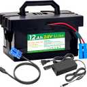 24V 12Ah Battery with Charger for Ride-On Cars & Toys, Compatible with Dynacraft Realtree 24V UTVs (Li-ion Battery)