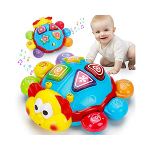 Baby Crawling Toys 6-12 Months, Musical Light Up Tummy Time Toy for Infant 0-6 7 8 9 12-18 Month Old, Toddler Spanish English Bilingual Learning Educational Development Gift for 1 2 Year Old Boy Girl