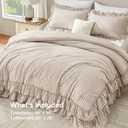 Andency Tan Gingham Ruffle Comforter Set California King, 3 Pieces Lightweight Fluffy Farmhouse Shabby Chic Plaid Bedding Sets, Soft Polyester All Season Cal King Bed Sets (104x96Inch)