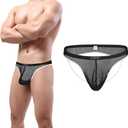 SUMABA Mens Sheer Bulge Enhancing Jockstrap Briefs See Through Flex Thongs Underwear Pack, Medium