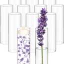 12 Pack Glass Cylinder Vases for Flower 12 Inch Tall Clear Centerpieces Bulk Vase Hurricane Floating Candle Holder for Table Home Decor Wedding Holiday Floral Shelf Party Dining Decoration