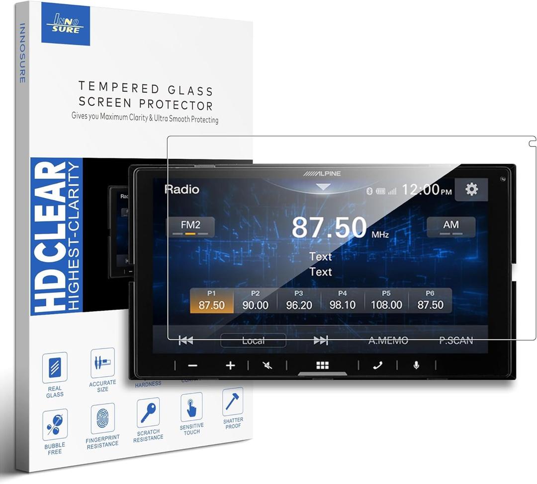 9H Tempered Glass Screen Protector Compatible with Alpine iLX-W670 & iLX-W770 Digital Multimedia Receiver 7 Inch Touchsreen Anti Scratch/Fingerprint (HD Clear)
