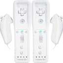 2 Pack Wii Remote with Wii Motion Plus Inside | Shock Wii Nunchuk Controller | Compatible Nintendo Wii, Wii U