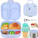 Aimsnk Kids Lunch Box Set -12oz Insulated Food Jar, Thermal Bag,Leakproof Lunch Food Containers Cutlery (BPA Free)-Gift for Girls/Boys Age 3-10(Blue)