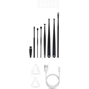 Ear Vacuum Ear Wax Removal Kit with 5 Levels Strong Suction, USB Rechargeable Reusable Electric Ear Suction Vacuum Tool for Adults and Kids (Black)