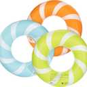Bestrip Pool Floats Adult Size for Kids Age 8-12 Adults Inflatable Floats Swimming Ring Toys Beach Pool Party Lake Use (Blue & Yellow & Green)
