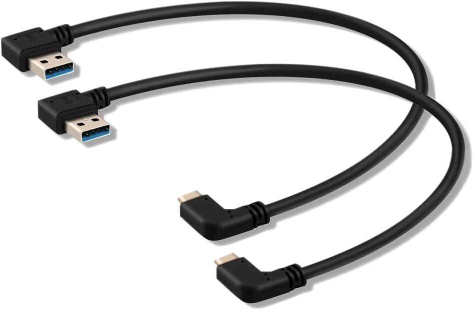 USB C 90 Degree Right Angle Cable Extension USB 3.0 Type c Cable Left Angle Male (20CM,8IN)(2 Pack)