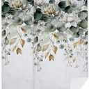 Green Eucalyptus Hand Towels for Kitchen Bathroom 2 Pack Green White Floral Leaves Bath Towels 14.4"x28.3" Soft Absorbent Kitchen Towel for Home Kitchen Bathroom Decor