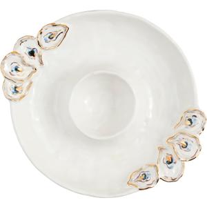 Mud Pie Oyster Chip And Dip Bowl Set; 2" x 10 1/2" dia