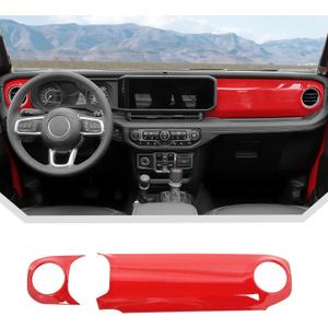 JeCar 2pcs for 2024+ Jeep Wrangler JL Red Interior Accessories Center Console Dash Panel Cover Trim