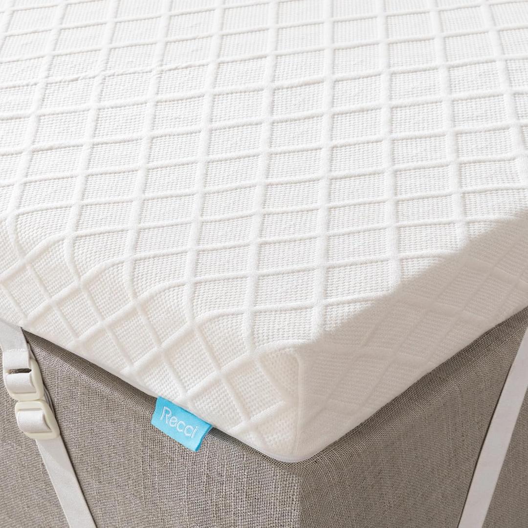 RECCI 2 Inch TwinXL Memory Foam Mattress Topper, College Dorm Pressure-Relieving Mattress Topper for Back Pain, Non-Slip Design with Removable & Washable Cover, CertiPUR-US Certified, TwinXL Size