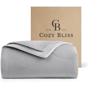 Cozy Bliss Cooling Comforter King Size, Reversible Lightweight Cooling Blankets for Hot Sleepers and Night Sweats, Q-Max>0.45 Soft Breathable Silky Smooth Summer Comforter, Cool Grey, 106"x90"