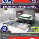Hefty Shrink-Pak Travel Storage Bags – For Clothes, Pillows, Towels, Blankets & More – Space Saver Suction Sealer Bags for Luggage or Moving – 4 Large, 22.5x18 Inches, 4 XL, 27.5x 19.5 Inches