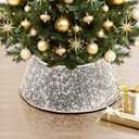 NIBESSER Christmas Tree Collar, 30 Inches Glitter Tree Skirt Ring Shiny Silver Sequins Tree Basket Plastics Sheets with Collar Cover Holiday Home Party Christmas Tree Decoration Xmas Ornaments