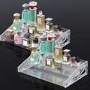 2 Pack Perfume Organizer- 3 Tier Cologne Stand Clear Plastic Cologne Organizer for Men/Women Fragrance, Lotion, Skincare Display Holder Shelf(Clear)