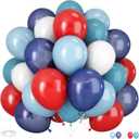 Red Blue White Balloons, 60 PCS 12 inch Navy Light Blue Red and White Balloons for Baseball Birthday Party Britain Sporting Patriotic Labor Memorial Day 4th of July Independence Day Decorations