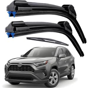 Dual Rubber Blade Windshield Wipers for Toyota RAV4 2019 2020 2021 2022 2023 2024,Mazda 5 2015 2014 2013 2012 2011 2010-2006 Replacement 26"+16"+12" Rear Wiper Blades (Pack of 3)
