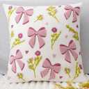 Embroidery Throw Pillow Covers 18x18-1 Pcs, Decorative Pillow Cases Soft Cushion Case Pillowcase for Chair Sofa Bedroom Living Room Home Decor, Bow
