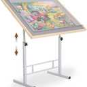 Fanwer Adjustable Puzzle Table with Legs, 34 x 26in Adjustable Height Puzzle Tables for Adults, Tilting Puzzle Board Fit for 500-1500 Pieces (Grey Surface+no Drawers)