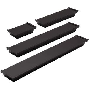 Melannco Floating Wall Shelves for Bedroom, Living Room, Bathroom, Kitchen, Nursery, Set of 4, Espresso, 4 Count