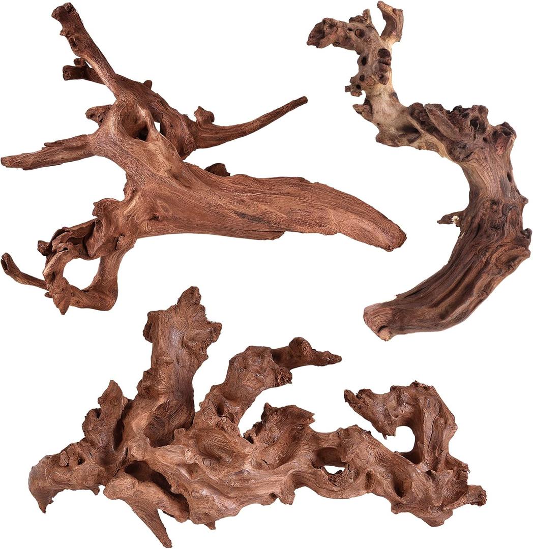 majoywoo Natural Coral Driftwood for Aquarium Decor Fish Tank Decorations, Assorted Driftwood Branch 6-10" 3 Pcs, Reptile Decor