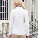 siliteelon Button Down Shirts for Women Stretch Long Sleeve Fitted Business Casual Collar Tops Work Wrinkle Free (S, White)