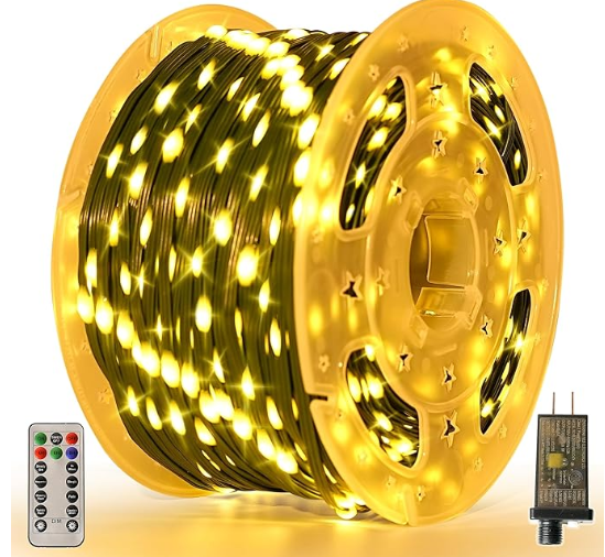 Domolli Christmas Lights 800 LED 264 FT, IP67 Waterproof Christmastree Lights with 8 Modes, Remote Control 3 Timers & Memory Function Xmas Decorations for House and Holiday (Warm White)