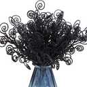 Ysleen 50 Pcs Glitter Tree Picks and Sprays Twigs Artificial Curly Stem Picks Ornaments 12 Inch Branches Sticks for Wreath Vase Fillers Gift Decoration(Black)