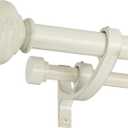 Double Curtain Rods 72 to 144 Inches with Solid Aluminum Alloy Brackets, 1 Inch Adjustable Drapery Rod, Heavy Duty Dual Curtains Rod for Window, Sliding Door, Bedroom Decoration, White Wood Grain