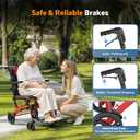 Transport Wheelchairs for Adults Lightweight Foldable Transport Chair with Telescopic Handle, Portable Folding Travel Transfer Wheel Chairs for Seniors