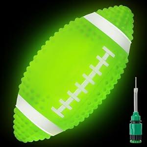 ElectricWise Glow in The Dark Football, 9.25 Inches Water Football, Light up Beach Waterproof Pool Toys for Kids and Adult, Pool Games Beach Games for Summer(Green)