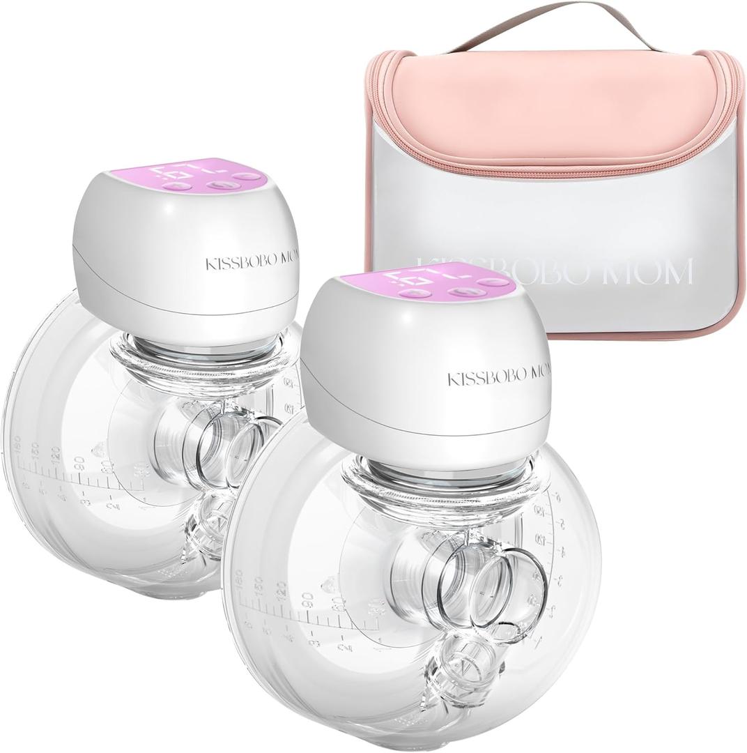 Smart Double Sides Wearable Breast Pump, Electric Bilateral Breast Pump, 3 Modes 9 Levels with Storage Bag, Low Noise Painless Rechargeable Wireless Electrical (Pink 2PCS)