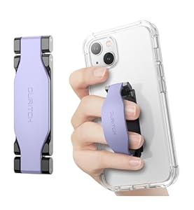 SURITCH Phone Grip Strap Finger Loop Holder for Back of Phone, 2-in-1 Soft Silicone Gripper Kickstand for iPhone Samsung and Most Cell Phone Cases, 3.15" 
Purple
 (Short)