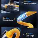 4-in-1 Coiled USB C Cable for Car [60W Fast Charging] USB C to Lightning Cable [CarPlay&Android Auto] Charger Cord with L/Type C/USB A Multi Ports for iPhone/iPad-5ft Yellow (SHEZI-Series)