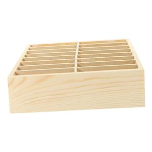 NUOBESTY Phone Organizer Box Multi Desktop Cell Phone Holder for Classroom Office Tidy Storage for Mobile Devices Compartments Natural Color