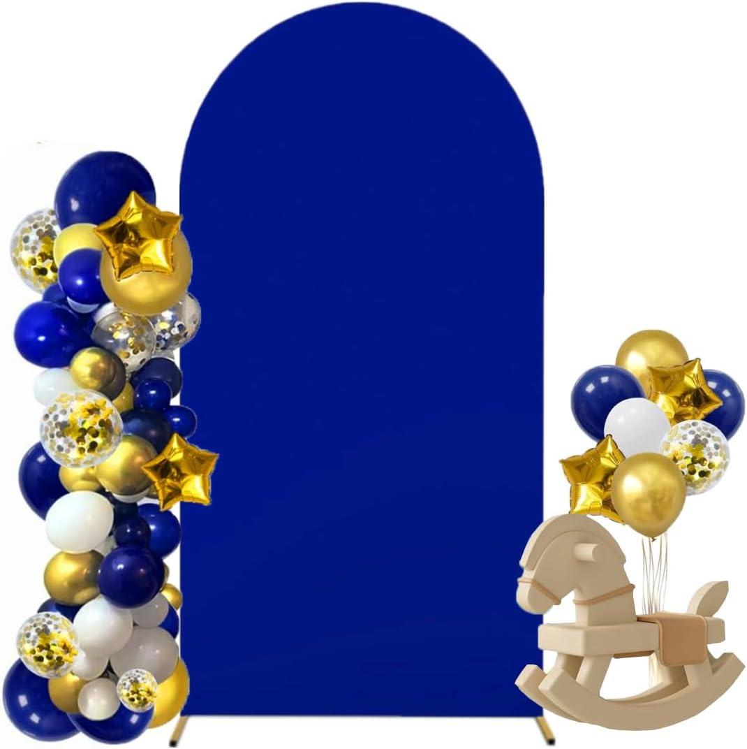 Albassa 7.2FT Arch Cover 2-Sided Spandex Fitted Arch Backdrop Cover Round Top Chiara Stand Covers for Baby Shower Birthday Party Wedding Decoration (Royal Blue, 7.2FT)