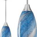 EDISHINE Pendant Light Fixtures, Handcrafted Art Glass Hanging Light with Brushed Nickel Finished, E26 Socket, Adjustable Cord Glass Pendant Light for Kitchen, Bathroom, Hallway, Bar (Dark Blue)