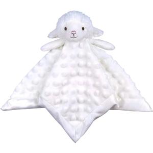 Baby White Lamb Soft Stuffed Animal Security Blanket, Plush Sheep Character Lovey Blanket, Baby Shower/Nursery Gift, Newborn Infant Toddler Snuggle Blankie for Boys Girls, 13 Inches