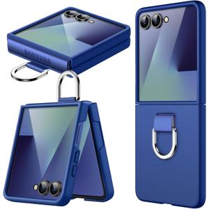 JETech Case for Samsung Galaxy Z Flip 7 2025 with Ring, Hard PC Slim Shockproof Anti-Scratch Protective Phone Cover (Blue Shadow)