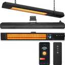 Ceiling Electric Outdoor Heater Wifi Control Wall-Mounted Hanging Patio 1500W Infrared 9 Heat Levels, 24H Timers, Carbon Fiber Tube Heating Wall Heater for Gazebo, Balcony (Rose Gold Quartz Glass)