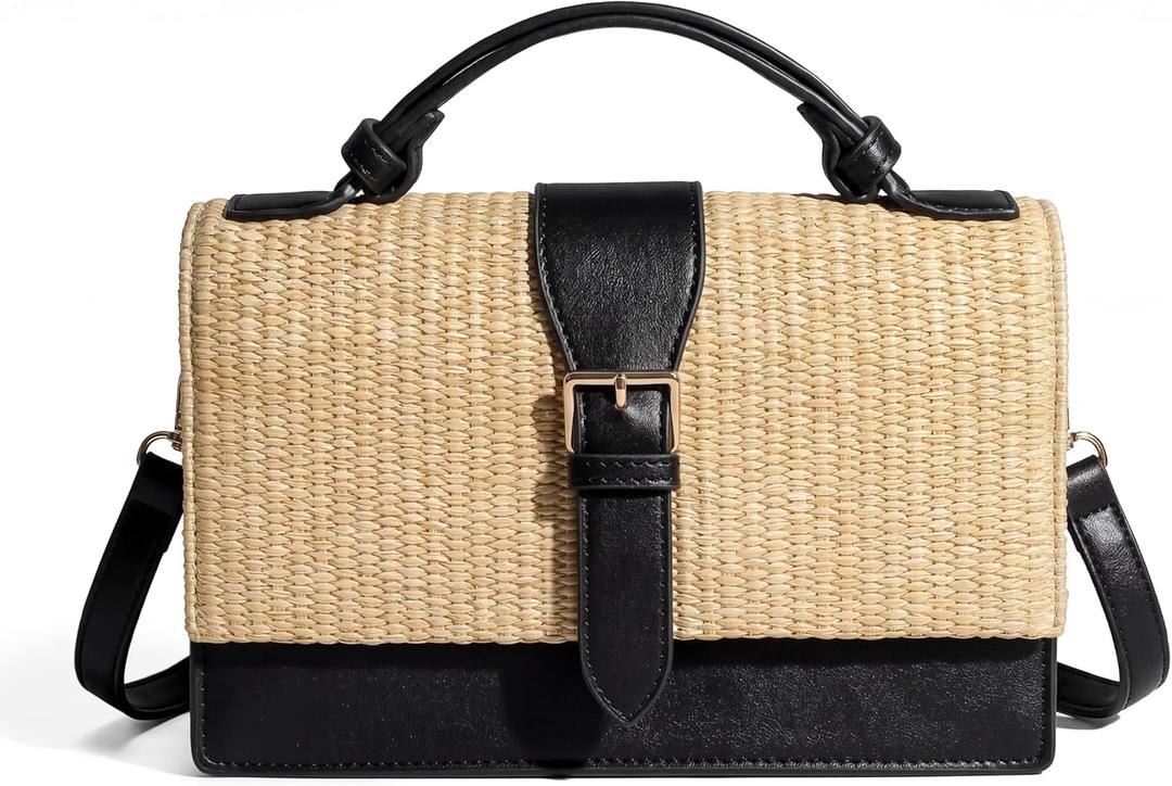 CHUNLI Summer Straw Crossbody Bag for Women Raffia Clutch Boho Shoulder Purse for Beach Vacation Everyday