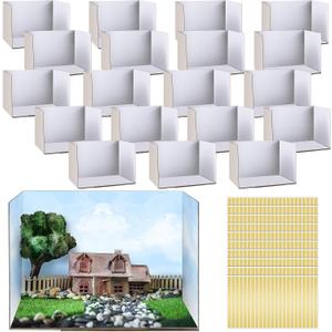 Sherr 10 Pcs Diorama Kit Box Cardboard Diorama Project with Double Sided Tapes for Display DIY Dollhouse Gift for Birthdays Holiday, White, 11.8 x 8.7 x 8.3 Inch, Small